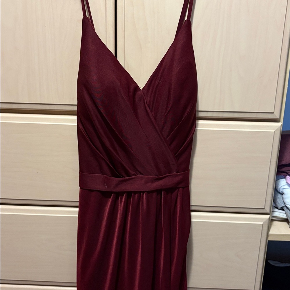 Azazie Strapless Burgundy Dress